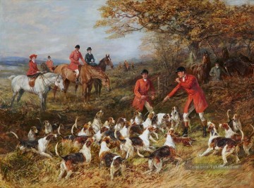 Chasseurs et chiens Heywood Hardy équitation Peinture à l'huile